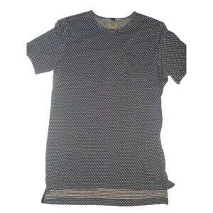 NWT Mossimo Dark Blue w/ White Polka Dot Women's S/S Top Shirt Stretchy Blouse M